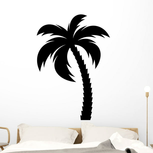 Single Black Palm Tree Wall Decal Wallmonkeys L And Stick Graphic 48 In H X W Wm502542 Com - Large Palm Tree Vinyl Wall Decals