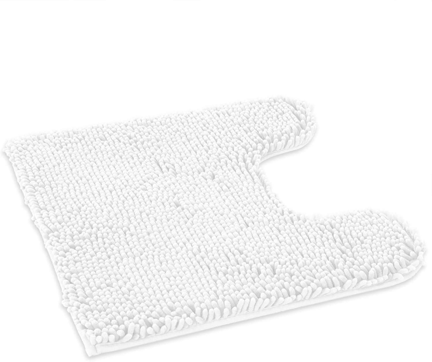 ITSOFT Luxury Bathroom Mats, Non-Slip Chenille Bathmat, Ultra Absorbent, U-Shaped, White