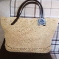 thumbnail image 4 of Sombrero de sol y bolsa de playa de hilo de rafia de algodón natural color vino, materiales de tricot de paja de rayón - 280 metros / 306 yardas, 4 of 7