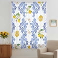 thumbnail image 3 of Summer Lemon Sheer Curtains 54 Inches Long, Navy Blue Spring Floral Botanical Light Filering Curtains, Breathable Simi Curtain Privacy Drapes for Kitchen Bathroom Nursery Small Window Treatment, 3 of 9