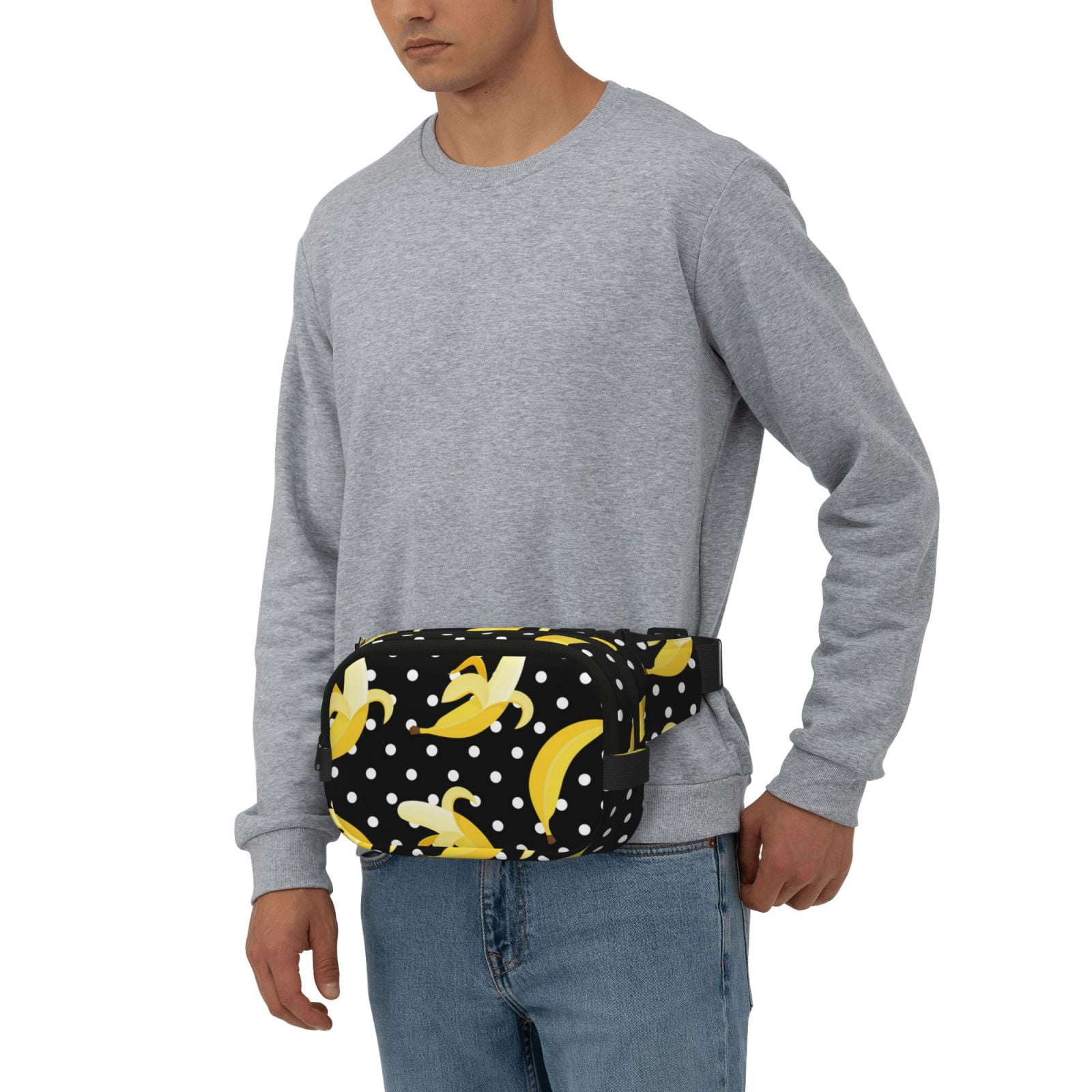 Fuzoiu Banana Print Unisex Square Double Layer Waist Bag,Crossbody Fanny Pack Travel Workout Accessory