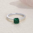 thumbnail image 3 of AFFY Solitaire Engagement Ring, 6X6MM Asscher Shape Zambian Emerald Lab Grown Gemstone & Created Moissanite Wedding Promise Ring In 14K White Gold Over Sterling Silver (1.15 Cttw)-7, 3 of 7