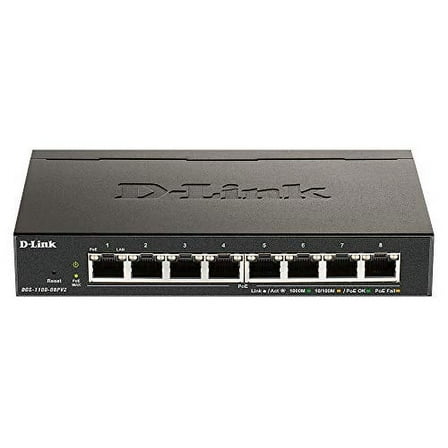 D-Link Ethernet PoE Switch, 8 Port Smart Managed w/ 64W PoE Budget Layer 2 Network Gigabit Wireless Internet (DGS-1100-08PV2)
