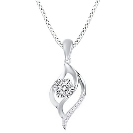 - 1/3 CT Natural Diamond Trendy Fashion Pendant Necklace In 14K Solid White Gold
