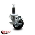 thumbnail image 2 of 3 Inch Hard Rubber Swivel 1-1/8 Inch Expanding Stem Caster with Brake SCC, 2 of 2