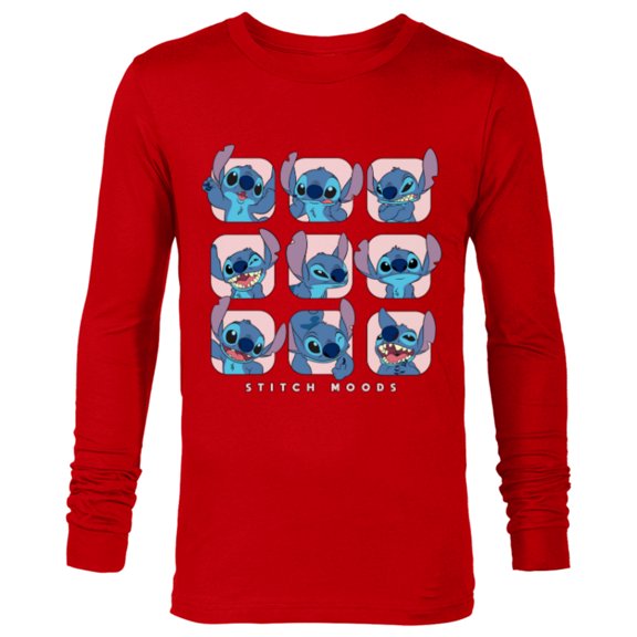 Disney Lilo and Stitch Moods - Long Sleeve T-Shirt for Men -Customized-New Red