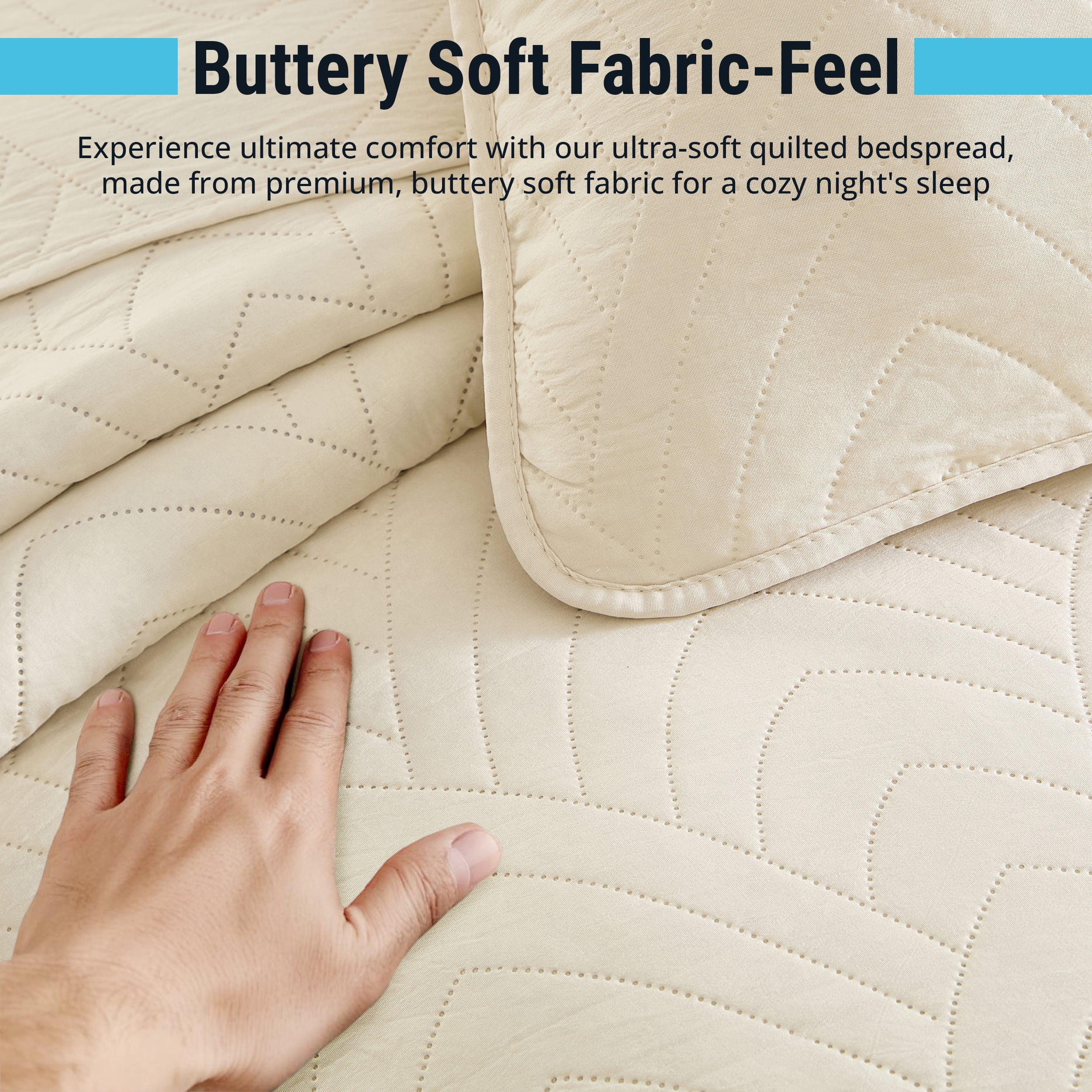 THD Winston - 3 Piece Full Queen Size Quilt Set, Lightweight Queen Bedspread Coverlet Set (Full/Queen, Beige)