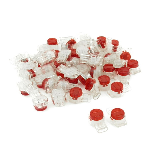 50 Pcs Conector UY Rojo Claro de 3 Puertos para Conductores de Cable de 0.4mm-0.9mm