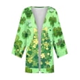 thumbnail image 4 of St.Patrick's Day T-shirt Women - Irish Lucky Clover 3/4 Sleeve Shirt, Fashion Shamrock Green Shirt, Costume for St.Patrick's Day|Style UDark GreenXL, 4 of 6
