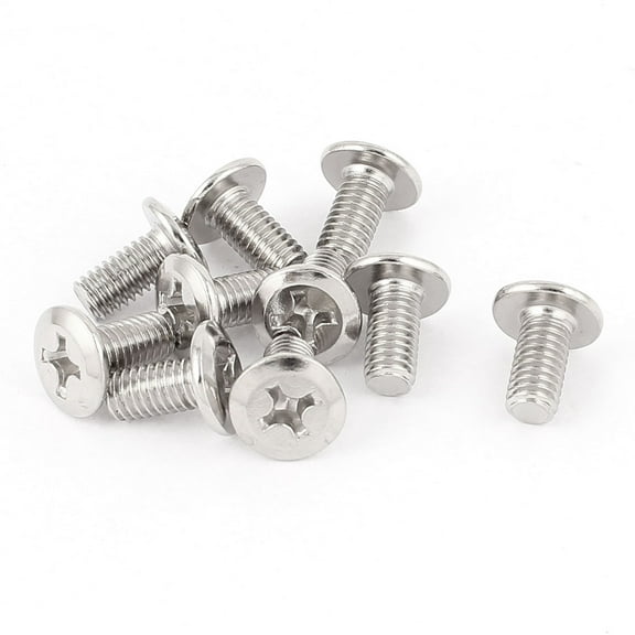 Uxcell M6 x 12mm Flat Head Countersunk Bolts Machine Screws Silver Tone 10 Pack Metal