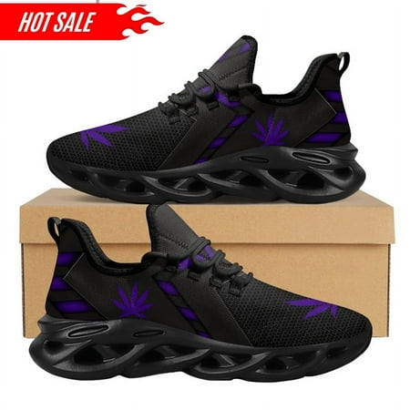 

3D Green Weed Leaves Printing Athletic Shoes for Women Breathable Lace Comfort Femme Footwear Platform Sneakers 2024