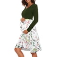 thumbnail image 3 of Liacowi Women Maternity Long Sleeve Dress Print Patchwork Casual A-Line Dress for Photoshoot Pregnancy Clothes, 3 of 5