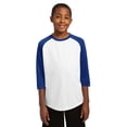 thumbnail image 1 of Camiseta de béisbol Sport-Tek® para jóvenes PosiCharge®. YST205 Blanco/Azul real S deporte-tek YST205, 1 of 1