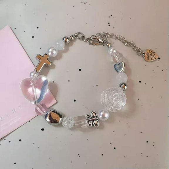 GKNET Goth Harajuku Cute Y2k Handmade Aesthetic Heart Star Charm Beads Bracelet WY4-A4