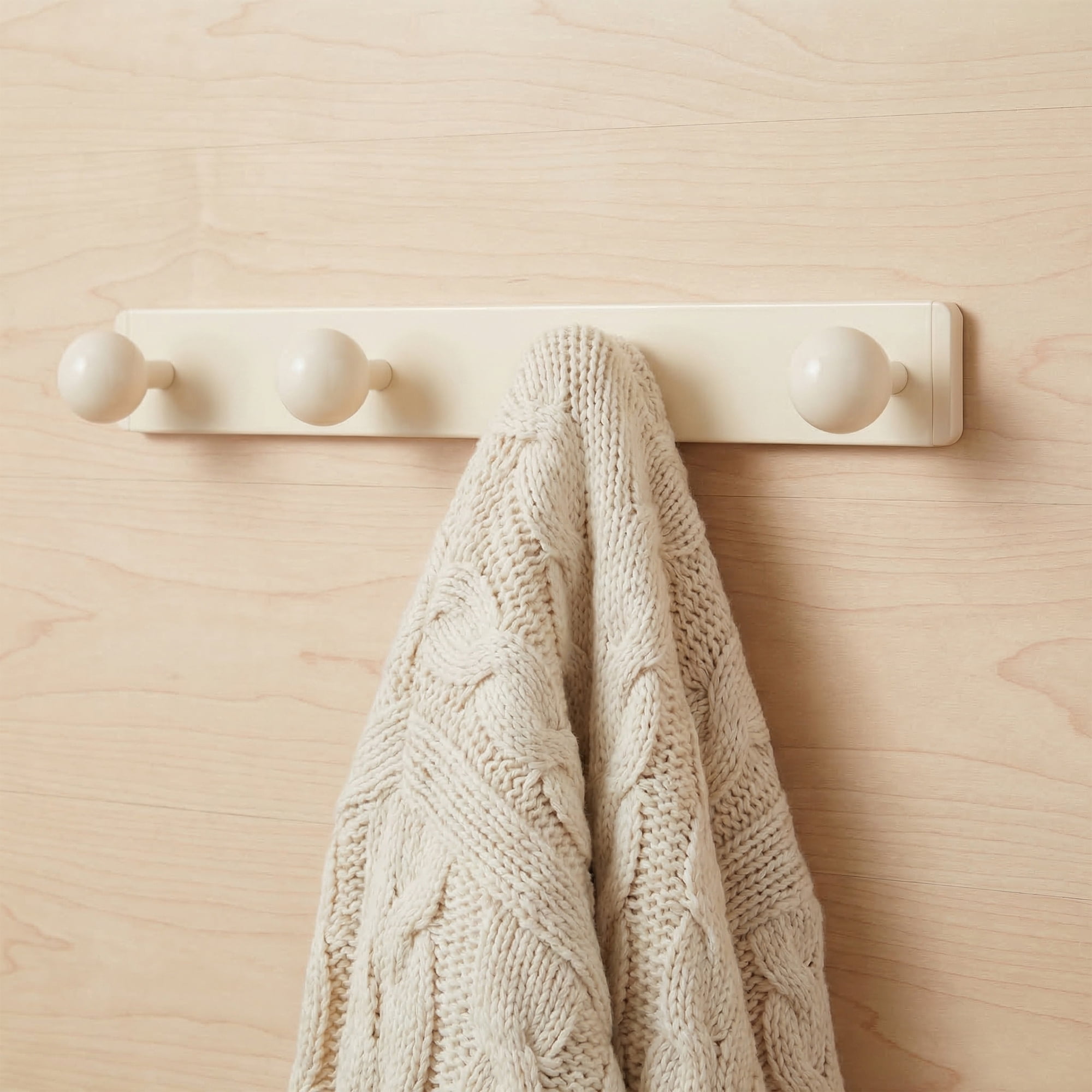 Unique Bargains Coat Rack Wall Mount Aluminum Wood Hook for Entryway White 12.6"x1.6"