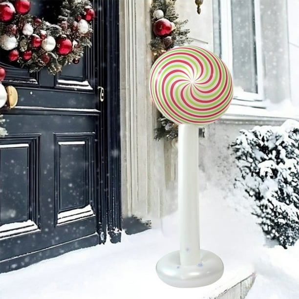 Decoración de piruleta inflable de Navidad 47in | Adorno de jardín de vacaciones multicolor de PVC gigante | Duradero Accesorio de Fiesta al Aire Libre para Exhibición Festiva de Navidad | Fácil