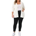 thumbnail image 2 of Agnes Orinda Women's Plus Size Sweater Cardigan Open Front Long Sleeve Casual Knit Cardigans with Pockets 3X Black, 2 of 3