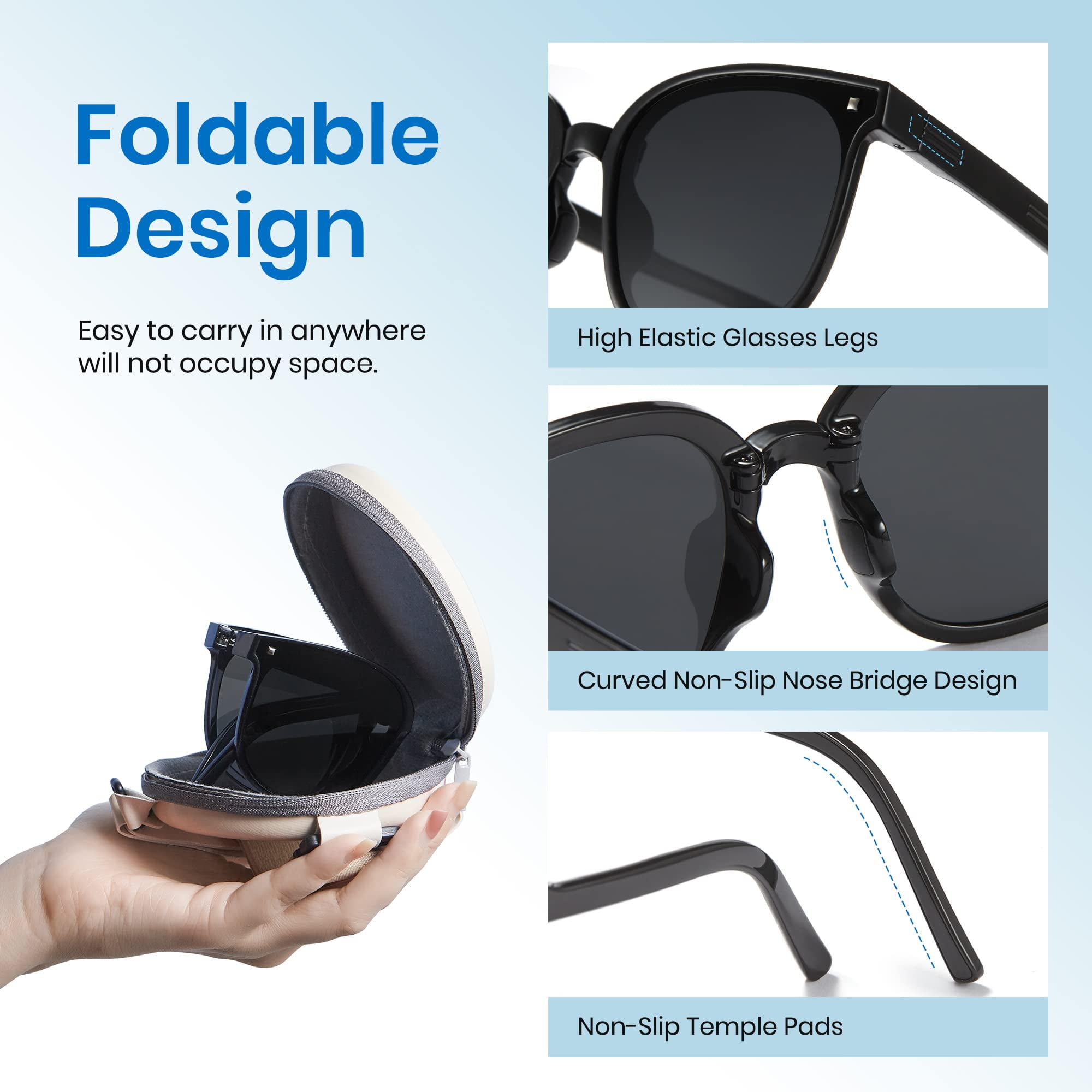 Polarized Folding Pocket Sunglasses Compact UV400 Protection Folding Polarized Sunglasses for Women Men Foldable Driving  main image 3