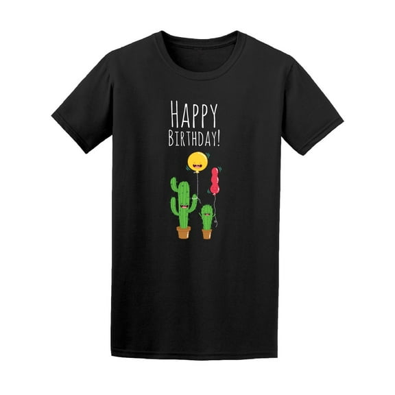 Happy Birthday Cactus Balloon T-Shirt Men -Image by Shutterstock, Male Medium
