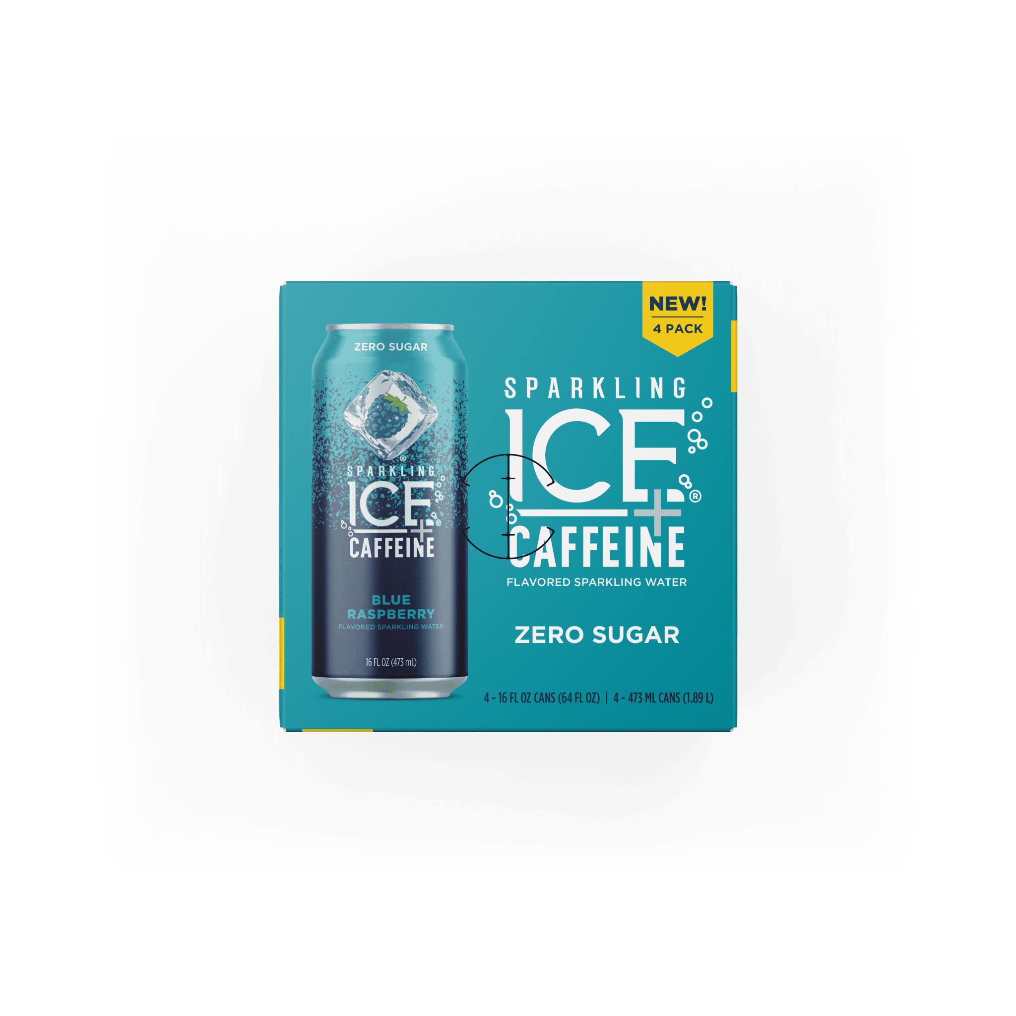 Sparkling Ice® +Caffeine Naturally Flavored Sparkling Water, Blue Raspberry  16 Fl Oz 