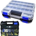 thumbnail image 2 of UYGDUY-Tools Organizer Box Small Parts Storage Box 50-Compartment Double Side Hardware Organizers with Removable Plastic Dividers for Screws, Nuts, Nails, Bolts, Blue, 2 of 4