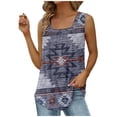 thumbnail image 2 of Summer Saving! Yievot Women's Tank Tops Boho Pleated Fashion Sleeveless Curved Hem Flowy Shirt Woman Summer Vests Tops On Clearance Purple XL, 2 of 4