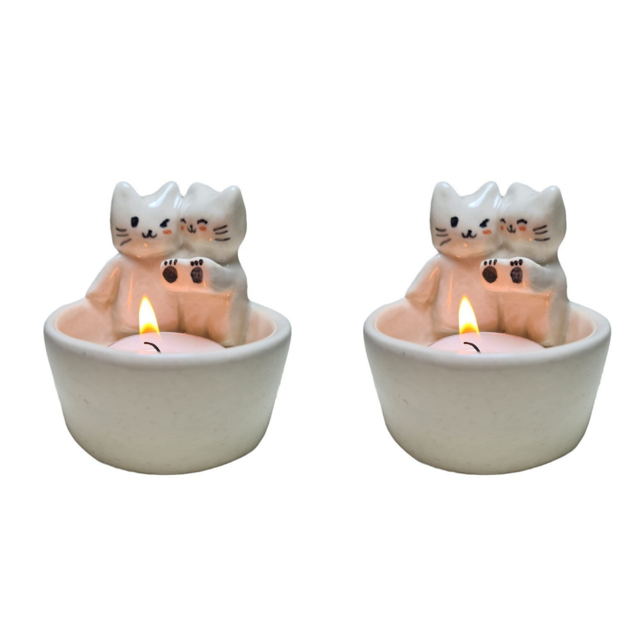 Warming Paws Cat Candle Holder Soporte de luz perfumado de dibujos animados para amantes de los animales