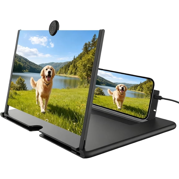 Upgraded Screen Amplifier for Cell Phone, 10 Inch HD Foldable Phone Magnifier, Portable Foldable Stand for Movies & Videos, Fits All Smartphones Black