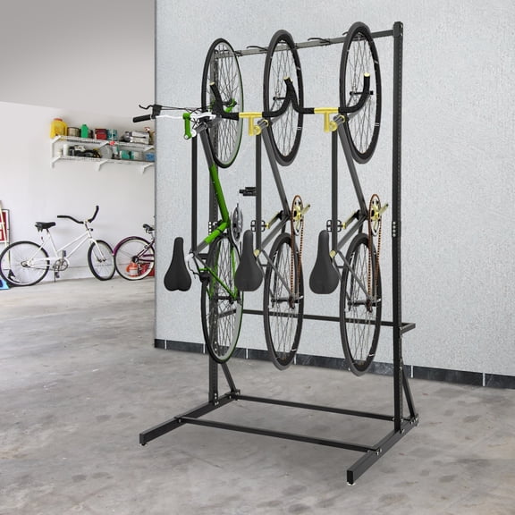 ToppiJoy 5 Hooks Storage Rack, Heavy Duty Vertical Bike Rack Organizer, Space-Saving Bicycle Floor Stand with Adjustable Hooks, Holds up to 330 lbs for Garage, Basement, and Indoor