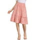thumbnail image 1 of Falda Midi Floral con Volantes en Capas de Cintura Elástica A-Line para Mujeres INSPIRE CHIC Color Rosa Claro XL, 1 of 6