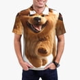thumbnail image 1 of Fotbe Happy Fluffy Running Dog Pattern Men’s Golf Polo Shirt – Breathable Performance Golf Shirt with Button-Down Collar-Small, 1 of 6