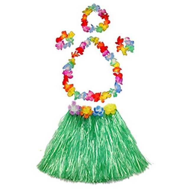 fortuning's jds girl's elastic hawaiian hula dancer grass skirt with ...