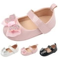 thumbnail image 4 of WEIYLL Girls Athletic Shoes Summer Flat Bottom Lightweight Rhinestone Ribbon Bow Princess White Baby Casual Footwear 0-6 Months, 4 of 8