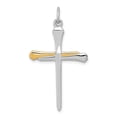 thumbnail image 4 of 925 Sterling Silver Rhodium Plated and Vermeil Nail Cross Shaped Pendant, 4 of 5