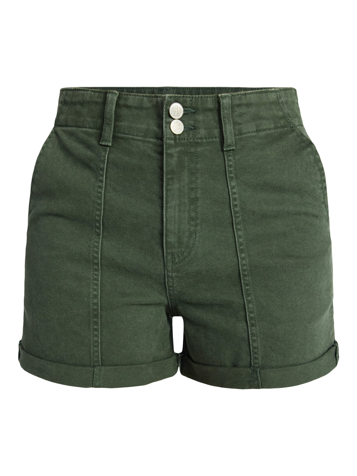 Time and Tru Women's High Rise Utility Shorts, 3.5" Inseam, Sizes 0-22