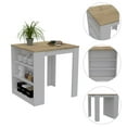 thumbnail image 2 of Depot E-Shop Milos Kitchen Island Table With 2 Legs And 3 Side Shelves, White/ Pine, 2 of 7