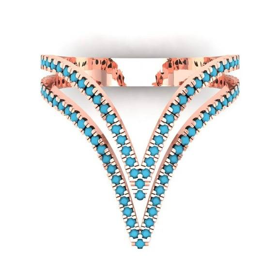 Statement Engagement Ring for Women - 0.525ct Simulated Turquoise in 14K Rose Gold Promise Ring
