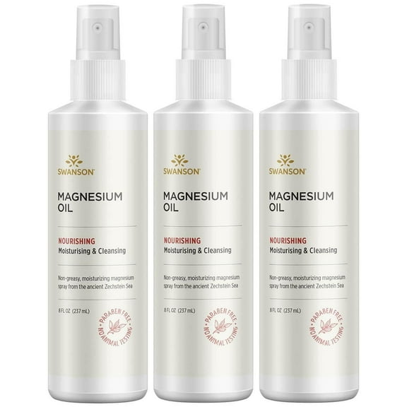 Swanson Magnesium Oil Spray Zechstein Magnesium Soothes Muscles Nourishes Skin Stress Relief Sleep Rapid Absorption Dr. Barbara Hendel's Formula 8 fl oz (237 ml) Liquid (3 Pack)