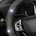 thumbnail image 7 of MELIVO Women Fashion Black Velvet Bling Steering Wheel Cover with Black Diamonds,15 inch Standard Glitter Rhinestone Car Wheel Cover Sparkling,Full Covered, 7 of 7