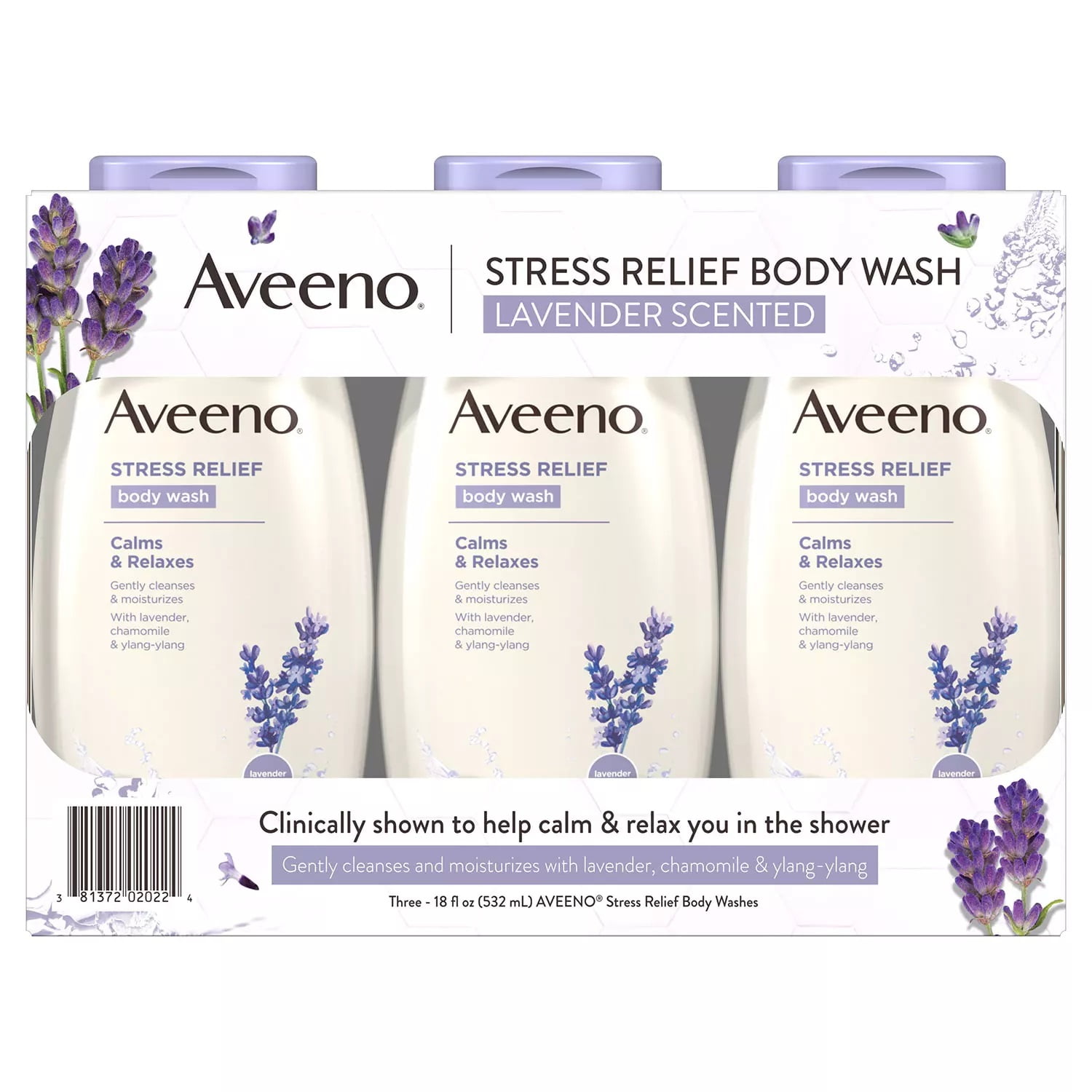 Aveeno Stress Relief Body Wash with Lavender & Chamomile, 18 Ounce