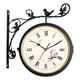 thumbnail image 1 of Reloj de pared de doble cara con soporte colgante, diseño de gallo, estilo vintage para jardín, para interior. Negro, 1 of 8