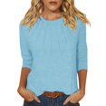 thumbnail image 2 of Shirts for Women Dressy Casual Women's Fashion Daily Versatile Casual O-Neck Three Quarter Sleeve Top, 2 of 6