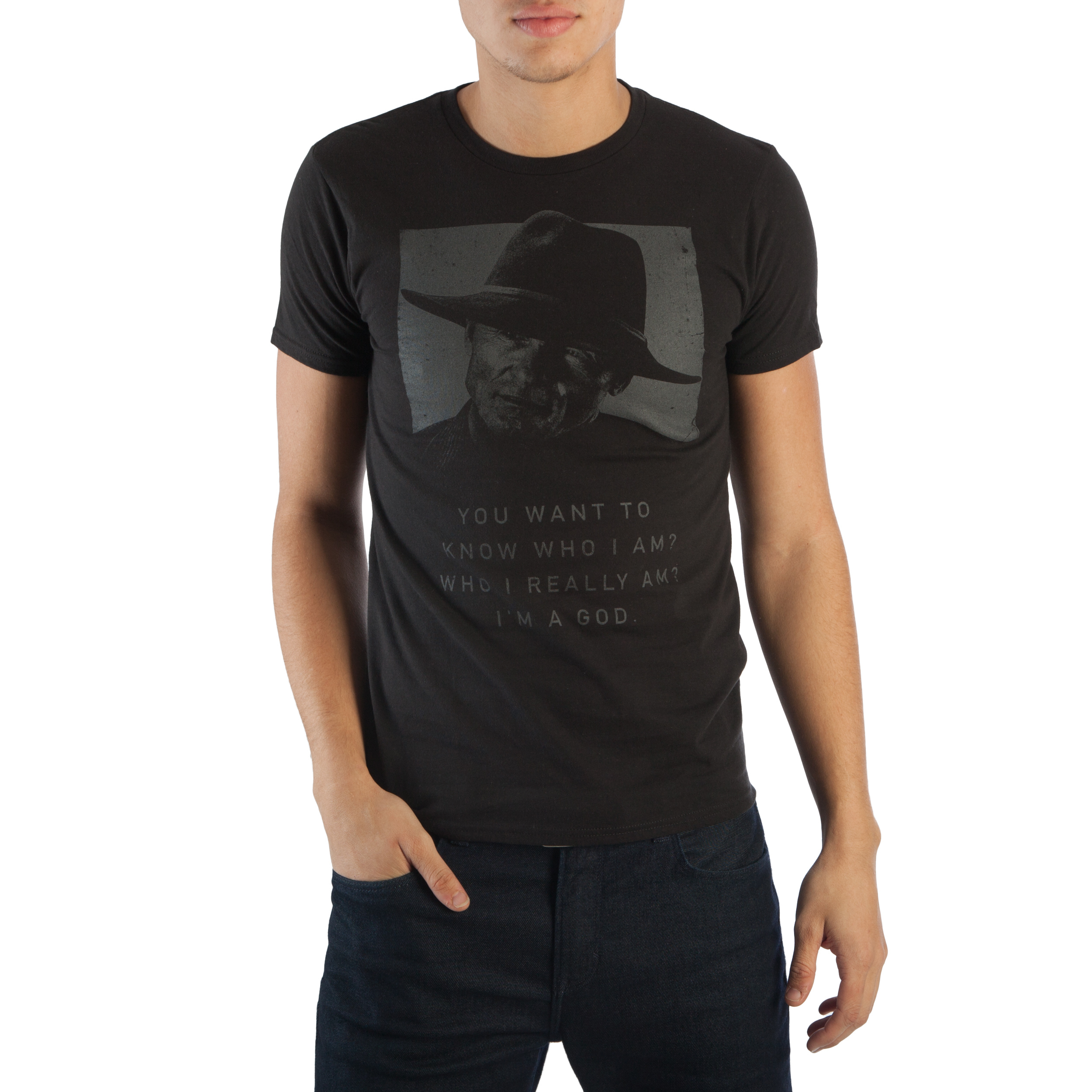 WestWorld Man In Black Ed Harris You Want To Know Who I Am' Who I Really Am' I'm A God. Men's Black T-Shirt-Medium - image 2 of 2