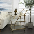 thumbnail image 2 of DecMode 27" x 35" Gold Metal Rolling Glass Shelf 3 Tier Bar Cart with Side Guards and Handle, 1-Piece, 2 of 7