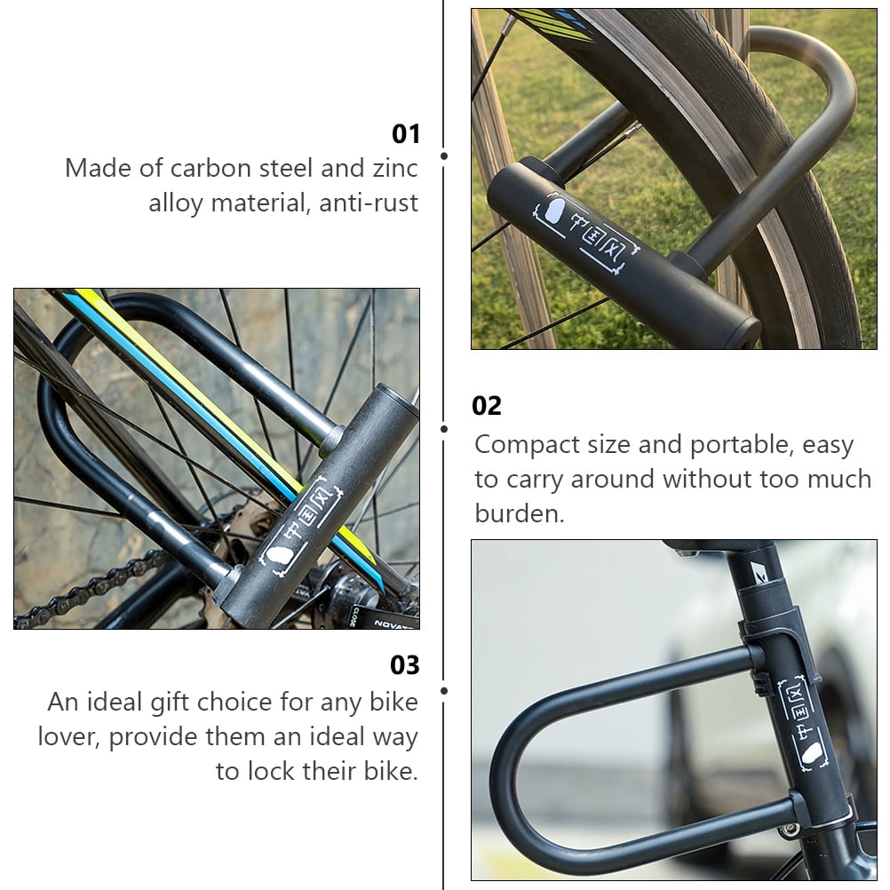 Set of 3 Motorcycle Bike U-lock U Shaped Bike Lock 18X13X2.6CM Black