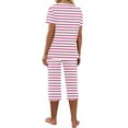 thumbnail image 5 of CLOISE Sleepwear for Women Pajama Set Two Piece Comfortable Short Sleeve Sleepwear Shirts and Soft Capri Pants with Pockets Sleep Sets Casual Striped Graphic Fashion Nightwear, 5 of 7