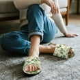 thumbnail image 3 of Xoenoiee Green Eucalyptus Leaves Print Slippers for Women with Memory Foam Open Toe Fuzzy House Slippers Indoor Outdoor Anti-Skid Soft Birthday Gifts for Women Mom, 7.5-8.5 Women/6.5-7.5 Men, 3 of 7