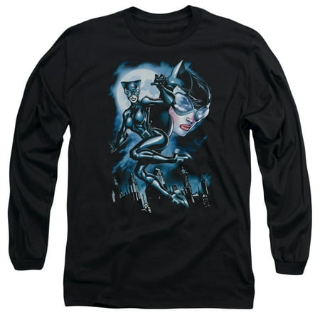 Batman DC Comics Moonlight Catwoman Adult Long Sleeve T-Shirt (Best Batman And Catwoman Comics)