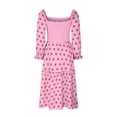 thumbnail image 5 of Njagoc3 Womens Short Sleeve Square Neck A - Line Midi Dress, Printed, Casual Daily & Picnic Outfit, 5 of 6