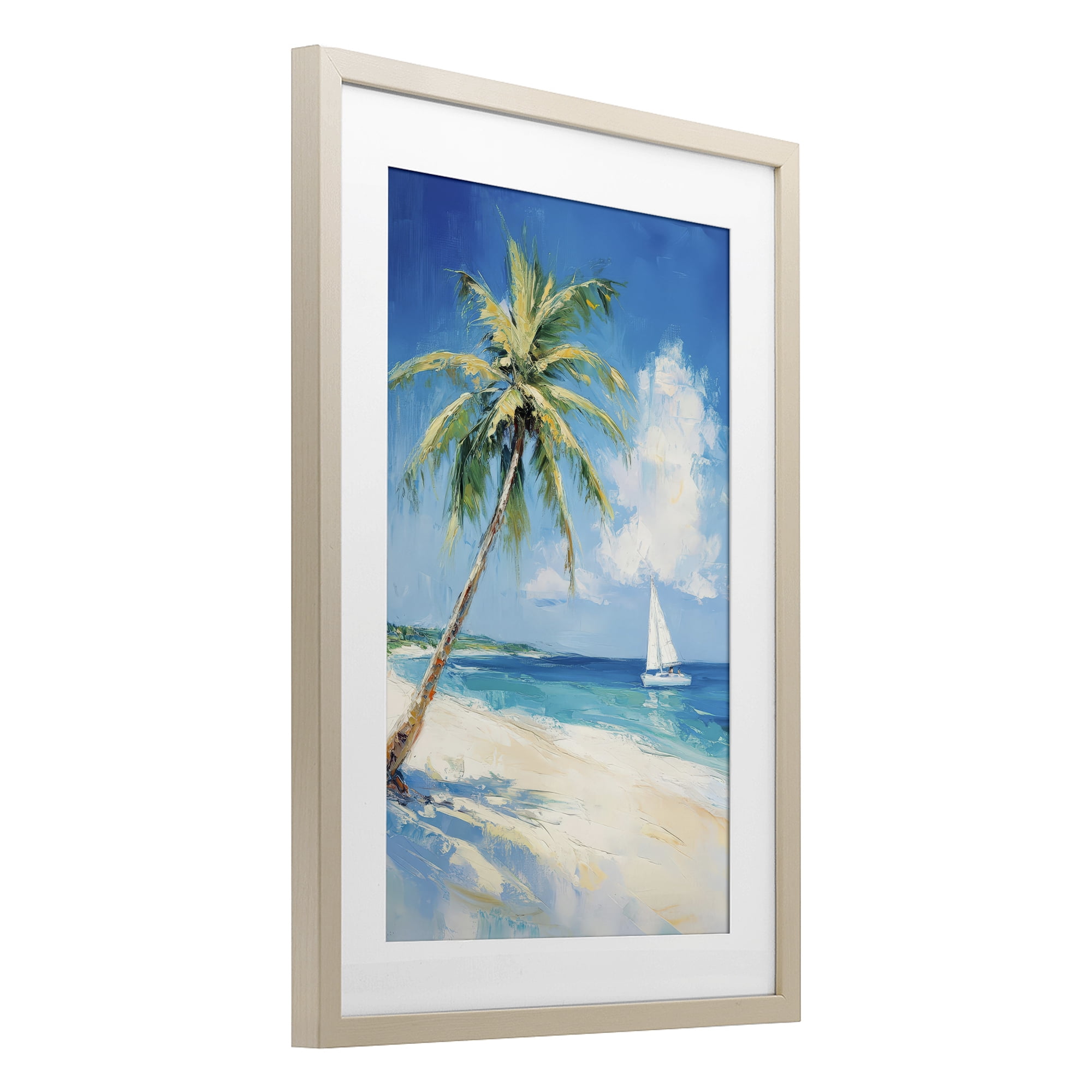 Stupell Industries White Clouds & Sails Birch Framed Print Under Glass, design by Petal Prints Design